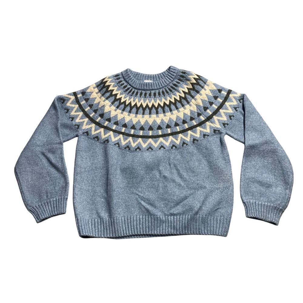 HANNA ANDERSSON Holiday Fair Isle Sweater Blue Size Womens medium